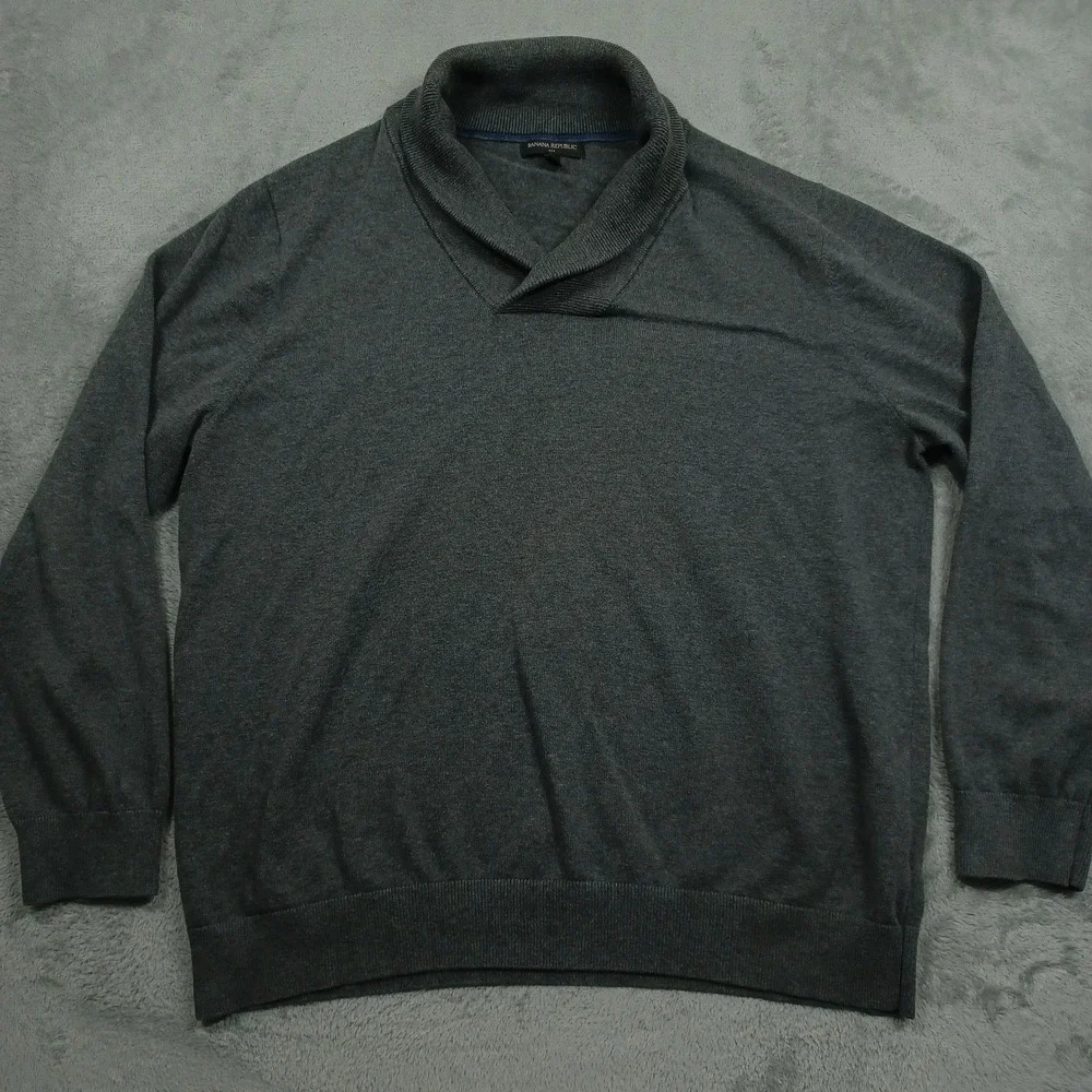 Banana Republic Sweater Mens XL Gray Cowl Neck Preppy Pullover Knit